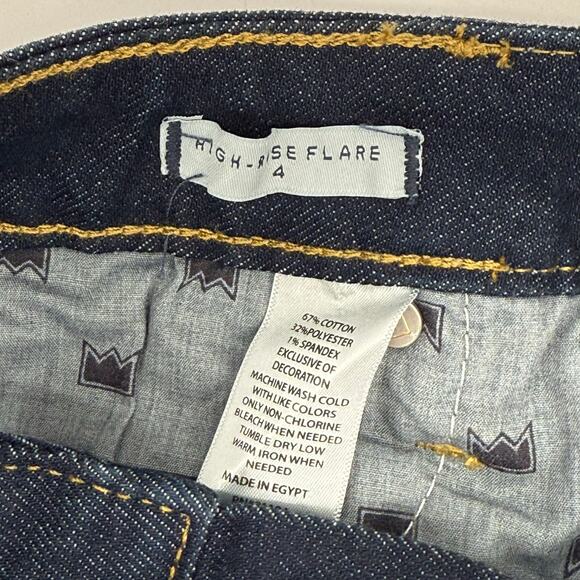 Crown & Ivy Jeans SZ 4 Jaden Wash High Rise Flare Gold Hem Denim NWT Cotton - Picture 9 of 13